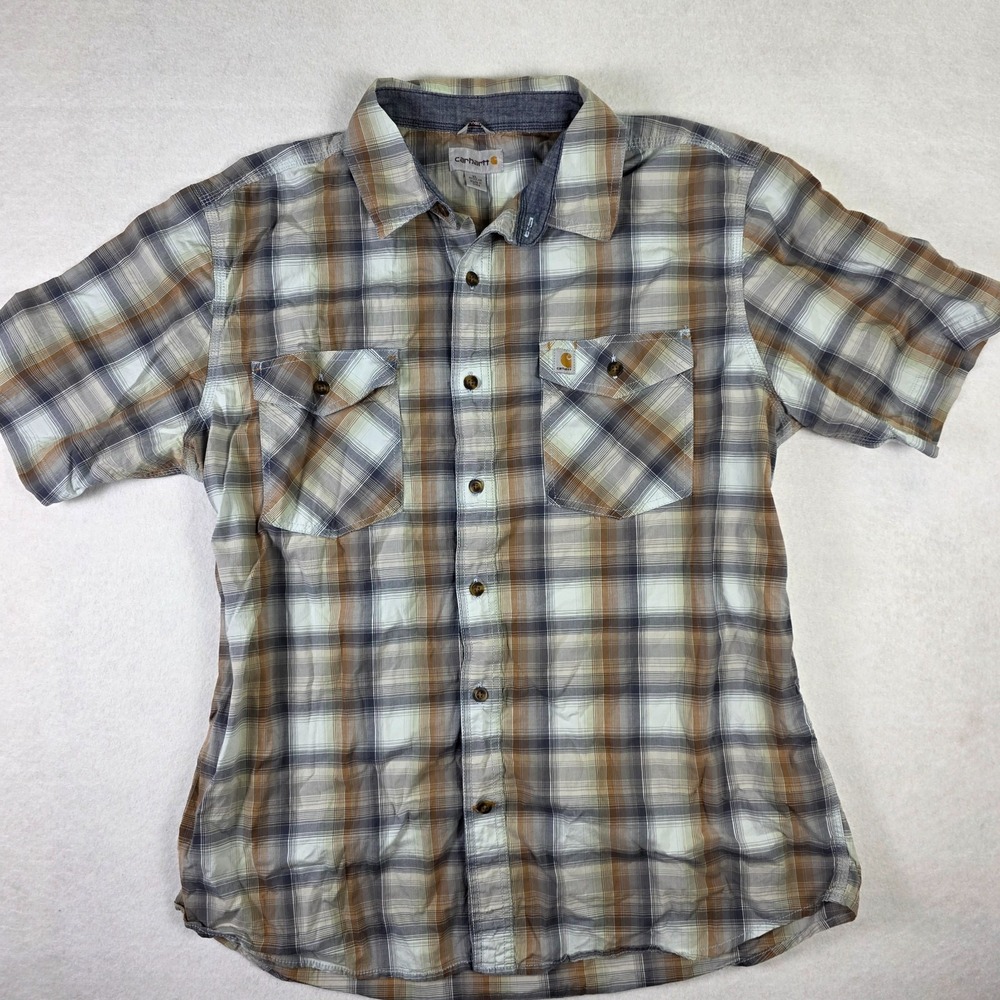 Carhartt XL Regular Plaid Short Sleeve Button Up Shirt Relaxed Fit  Workwear